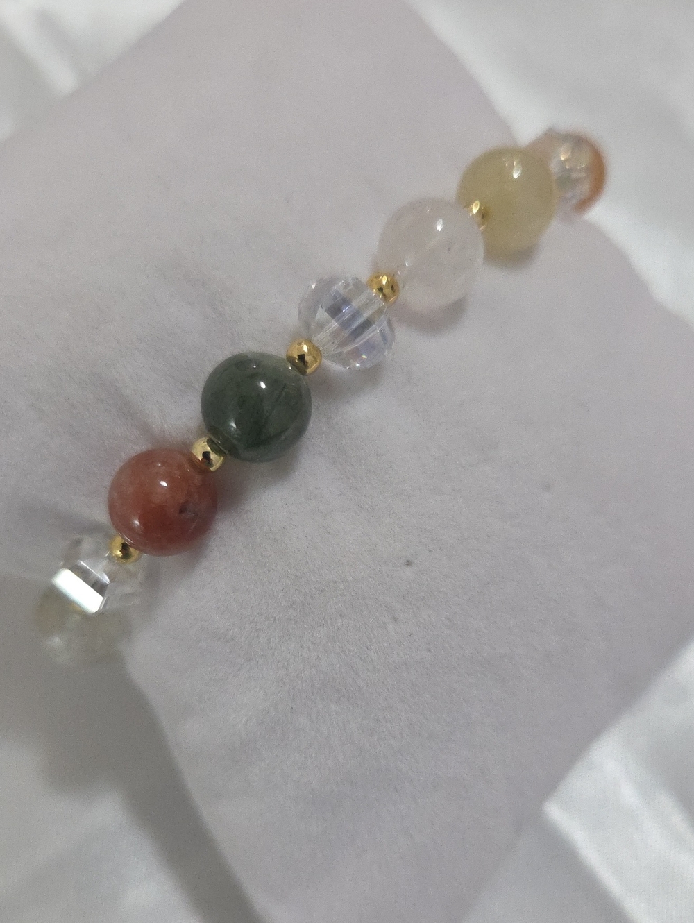 Multi-Gemstone Beaded Bracelet - Gold Accents, Multicolor